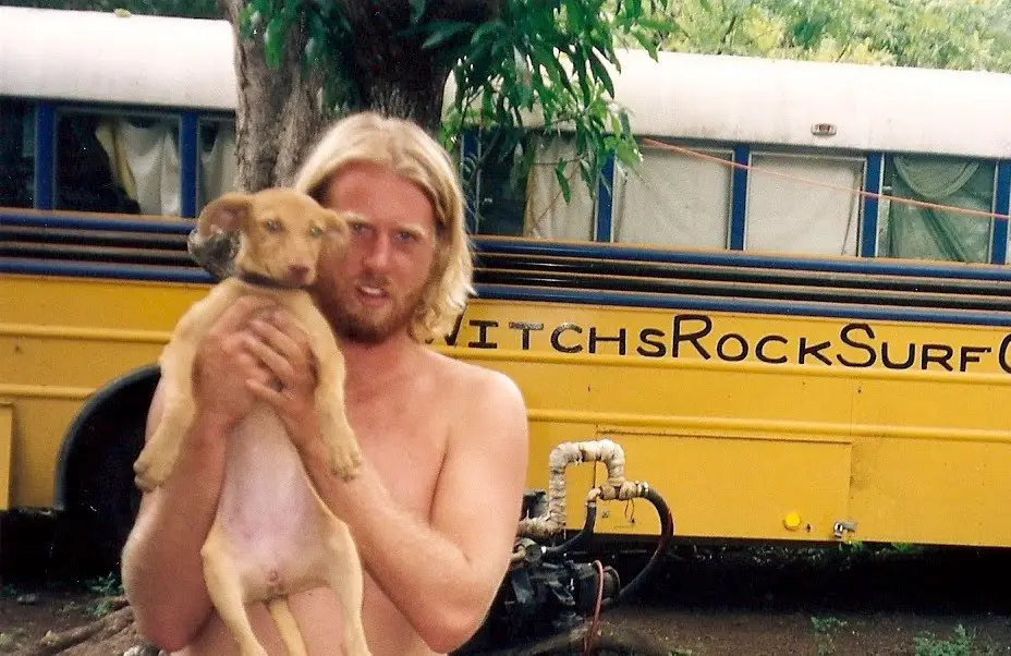 Joe had a dream... After seeing the perfect, uncrowded waves of Witch's Rock and Ollie's Point in Endless Summer 2 in the early 90's, Joe bought and drove this school bus from San Diego to Costa Rica with 10 others adventurers. His wife, Holly, being one of them.
