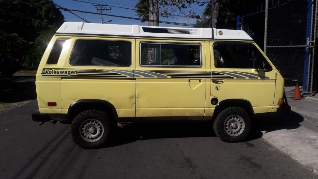 VW Westfalia with off-road tires and lift