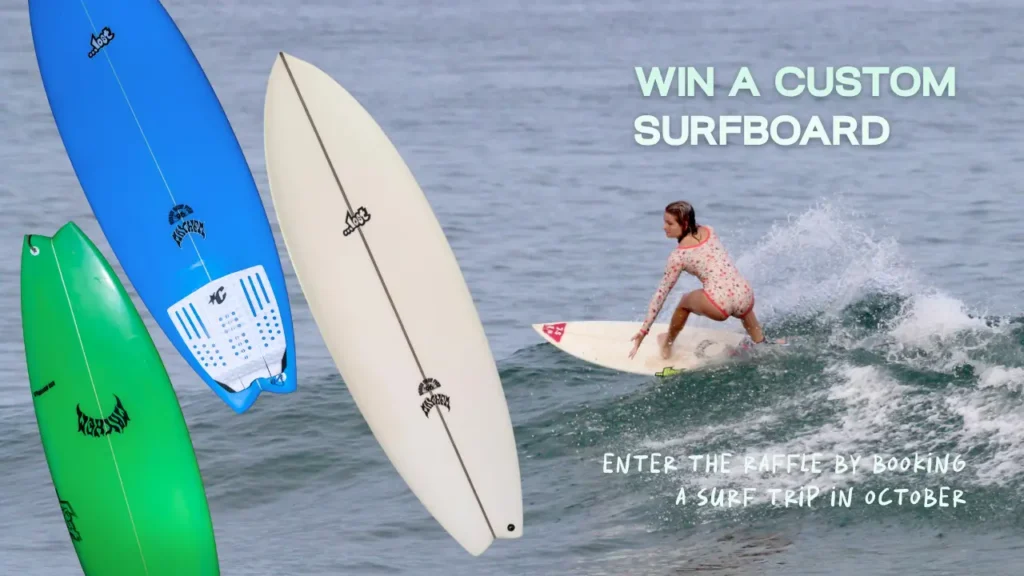 Lucia Cristi surfing with lost surfboard